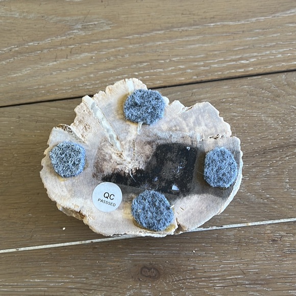 Genuine petrified wood tea light holder & decorative object natural cream black - Picture 7 of 16